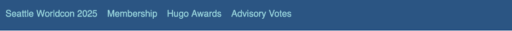 The NomNom navigation bar, with options for Seattle Worldcon 2025, Membership, Hugo Awards, and Advisory Votes.