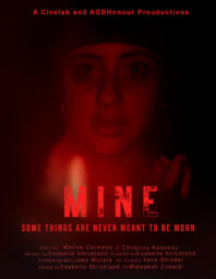 Poster for mine with a frightened-looking woman's face barely lit in red.