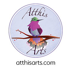 Atthis Arts hummingbird logo and website atthisarts.com