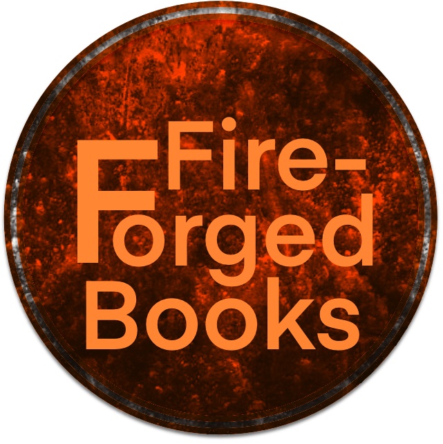 Fire-Forged Books logo (yellow lettering on a fiery red background)