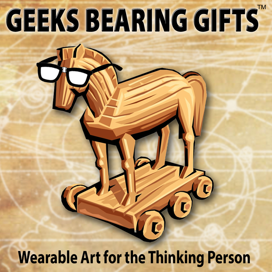image of a trojan horse wearing nerdy glasses