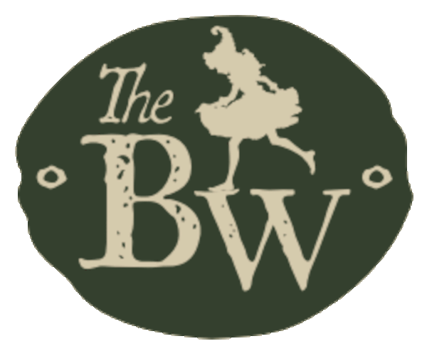 Green oval logo for The Bandylegged Witch, the moniker of artist N.D. Rossignol.