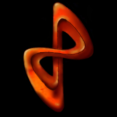Timeless Leatherworks logo. A molten bronze upright stylized figure 8 infinity symbol.
