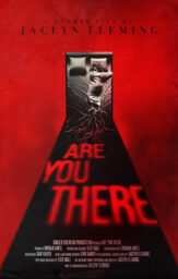 Are You There poster Poster for Are You There, showing a person sleeping in bed from above, all in red and black, with the sheet wrinkles looking somewhat like veins.