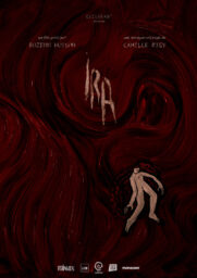 Ira poster Poster for Ira with a painting of a white figure against swirls of black and dark red.