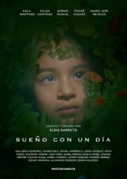 Poster for I Dream of a Day with a young girl's face peering out from behind plants.