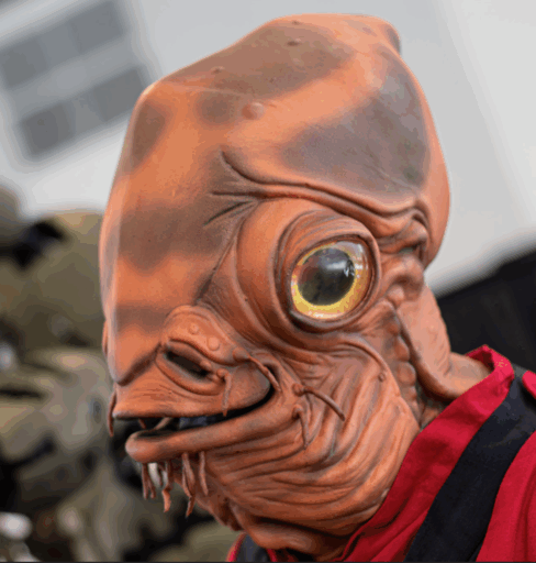A mask of the alien Mon Calamari species from Star Wars