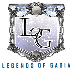 The fantastical shield crest of Legends of Gadia, a new fantasy card game.